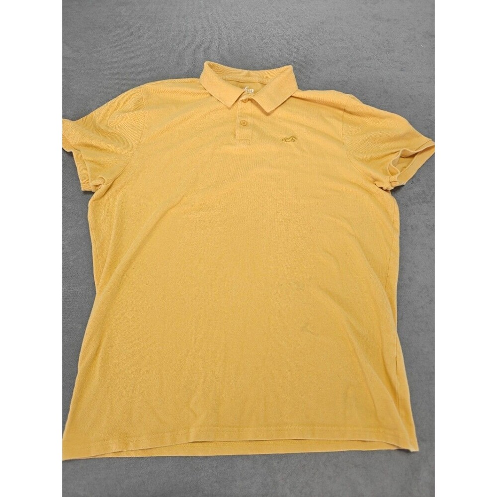 Hollister Mens XL Yellow Advanced Stretch Polo Shirt Short Sleeve Logo